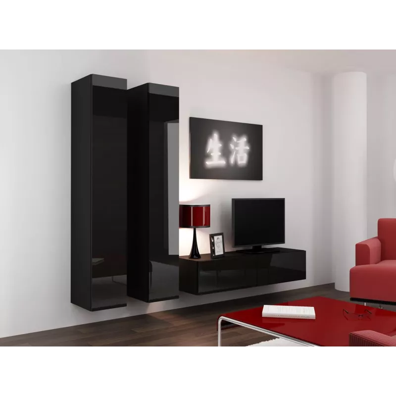 Cama TV-Ständer VIGO 140 30/140/40 schwarz/schwarz glänzend