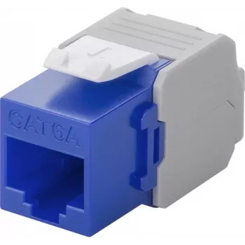 Wentronic Goobay CAT 6a KeyStone RJ45 Buchse, ungeschirmt, 500 MHz, Blau-Weiß (90688)