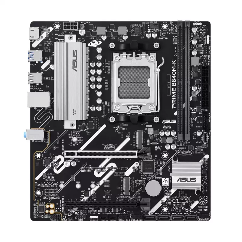 Motherboard ASUS PRIME B840M-K — AMD B840, Sockel AM5, micro ATX, DDR5, 2 DIMM, 128 GB, 2.5 GbE, M.2, SATA III