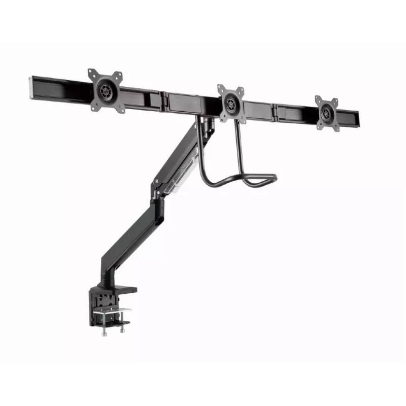 Desk monitor mount GEMBIRD MA-DA3-03, 3-arm, gas spring, VESA 75–100x100, supports 3 displays up to 27 inch, max 18 kg, Schwarz
