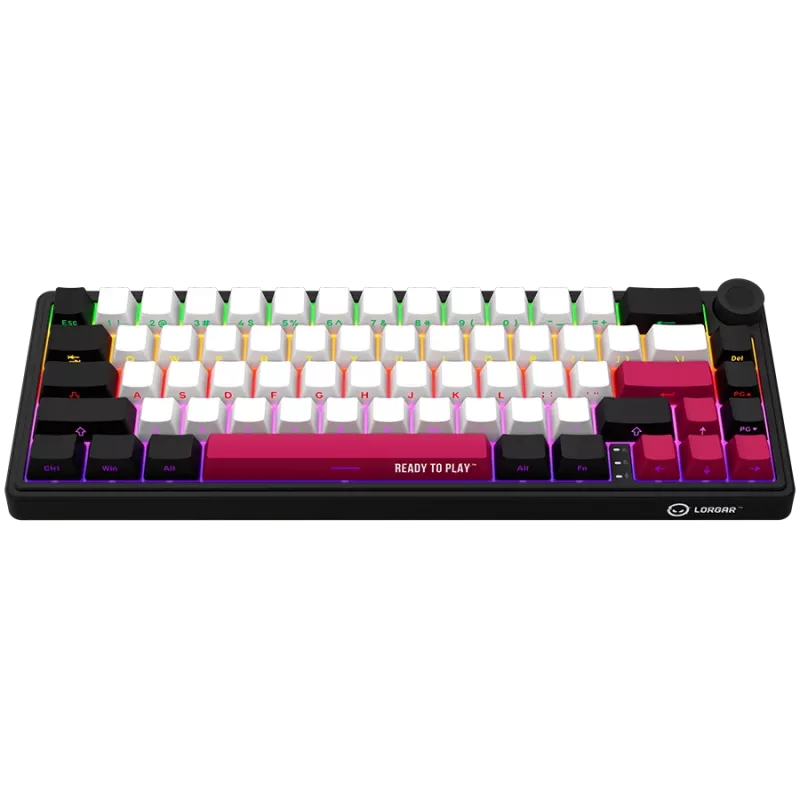 LORGAR KBP70MW, Kabellose 65% Mechanische Gaming-Tastatur Pro, Schwarz/Rot, EN-Layout