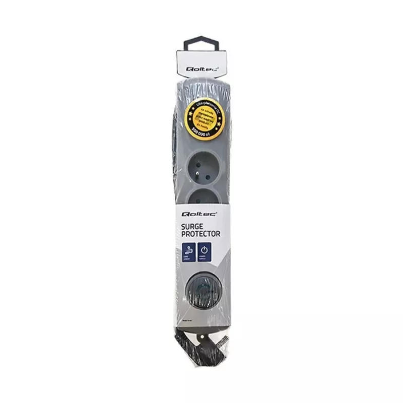 Überspannungsschutz Qoltec 50163 Grau 4 AC-Steckdosen 230V 1,5m