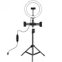 LED-Ringleuchte 26 cm mit Stativ bis 1,1 m und 3 Handyhaltern, USB
