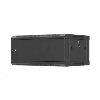 Wandmontage 19-Zoll-Rackschrank LANBERG 4U 600x450 mm schwarz mit Metalltür
