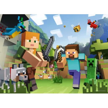 Puzzle XXL 100 Teile - Minecraft Ravensburger XXL 100-Teile-Puzzle mit Artwork aus Minecraft. Das Produkt ist für Kinder ab 6 Jahren bestimmt. Ravensburger ist der weltweit größte Puzzle-Hersteller und produziert seit über 120 Jahren Puzzles. Ravensburger Puzzles zeichnen sich durch eine spezielle, entspiegelte Oberfläche aus und werden aus patentierter, dicker Pappe mit einer…