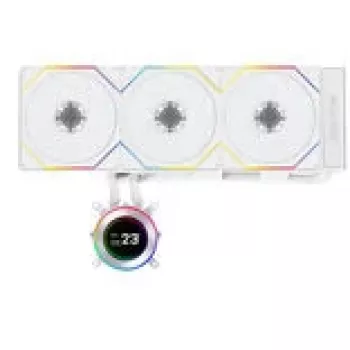 All-in-One-Flüssigkeitskühler Lian Li Hydroshift II LCD-C 360TL — 120-mm-Lüfter, 200–2600 U/min, FDB, Weiß