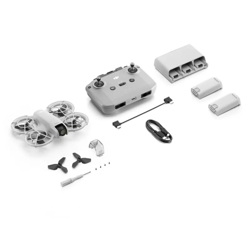 DJI Neo Fly More Combo (DJI-RC-N3) leichte 135g Drohne mit 4K Ultra HD Kamera, bis zu 18 Minuten Flugzeit mit 1 Ladung, 3x Akkus, Fernsteuerung