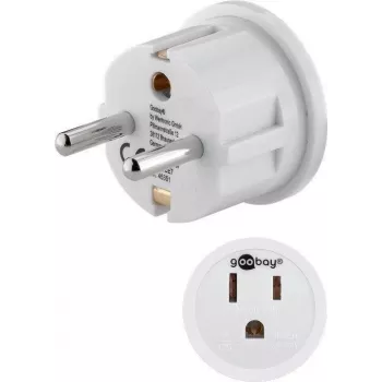 Goobay Netzadapter, Weiß - US/Japan-Steckdose (Typ B, NEMA 5-15, 3-polig) > Typ F (Typ F, CEE 7/4) (45351)