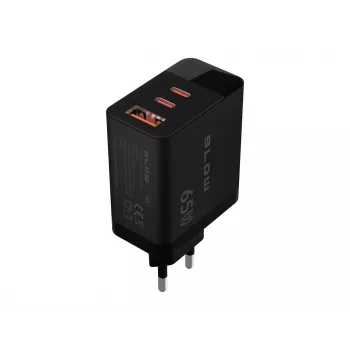 LCD-Wandladegerät USB-Steckdose + USB-Cx2 PD 65W GAN schwarz Wattmeter