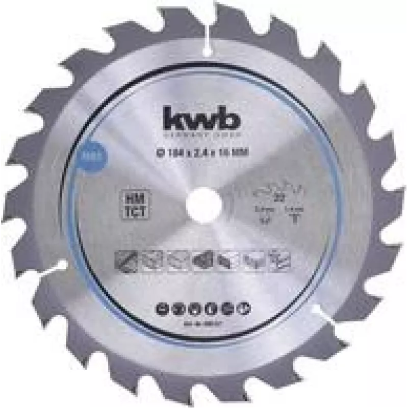 Kreissägeblatt KWB 586157 18,4 cm für Faserplatten, Hartholz, Kunststoff, Weichholz