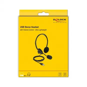 Headset DeLOCK USB Stereo-Headset mit Lautstärkeregelung