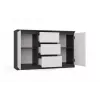 Kommode 2 Türen 3 Schubladen top e shop M-MP-K-MAL-2D3S-ANTBIA — Anthrazitrahmen, Weiße Türen, 1200×750×400 mm