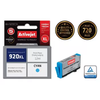 Tintenpatrone ActiveJet AH-920CCX kompatibel für HP 920XL Cyan, 12 ml, hohe (XL) Reichweite, wiederaufbereitet Premium