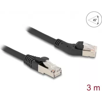 Netzwerkkabel DeLOCK RJ45 Kat.6A 45° links abgewinkelt auf gerade 3 m schwarz