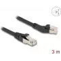 Netzwerkkabel DeLOCK RJ45 Kat.6A 45° links abgewinkelt auf gerade 3 m schwarz