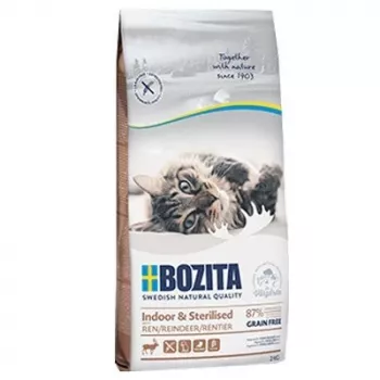 Bozita Indoor & Sterilised getreidefreies Trockenfutter für Katzen mit Rentier, 2 kg