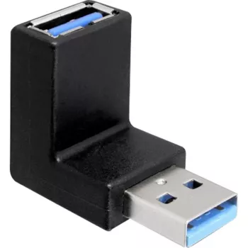 USB 3.2 Gen 1 Adapter, USB-A-Stecker > USB-A-Buchse 90° (schwarz, nach oben/unten abgewinkelt)