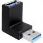 USB 3.2 Gen 1 Adapter, USB-A-Stecker > USB-A-Buchse 90° (schwarz, nach oben/unten abgewinkelt)