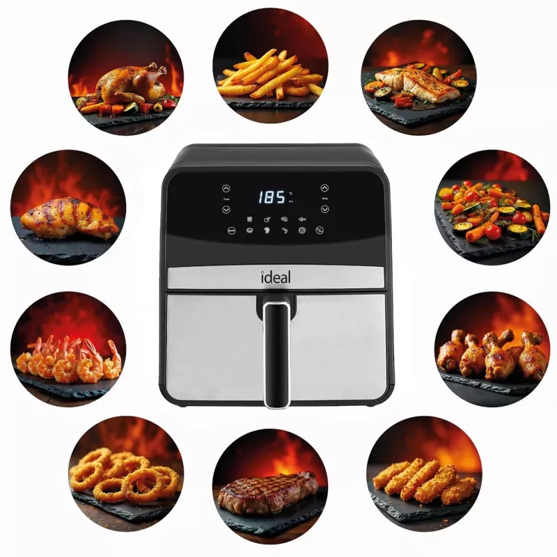 Heißluftfritteuse Eldom IK1501 — 6,5 l, 1800 W, Touch-LED, einstellbarer Thermostat, herausnehmbare spülmaschinenfeste Schüssel