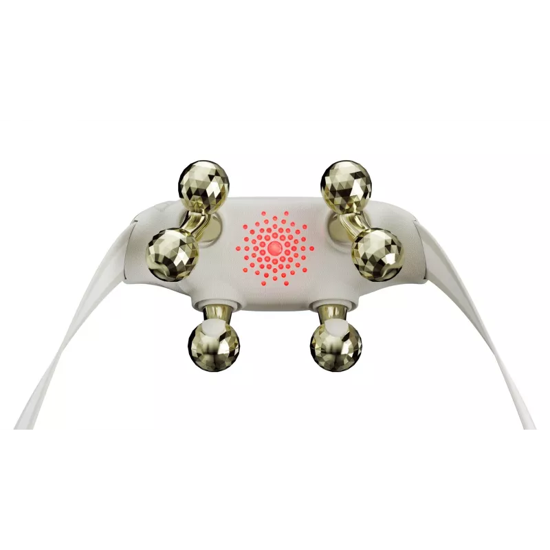 SKG H7 Ultra-E – Goldene Massageköpfe, Kombi-Massage, Kompressionsmassage, Knetmassage, Vibrationsmassage, Nacken, Schultern, Gold, Kunststoff, Tasten, Batterie