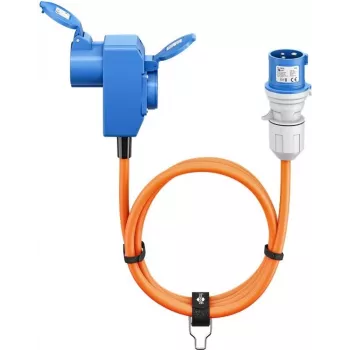 Goobay Camping-Adapterkabel 1,5 m CEE-Stecker auf Schutzkontakt-Kupplung orange