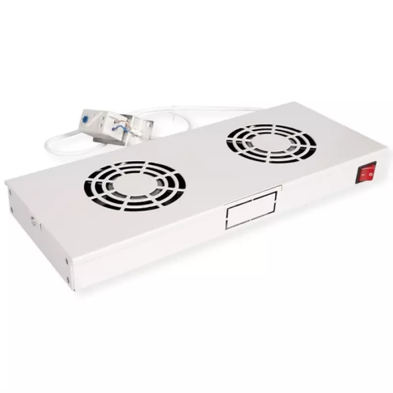Kühlerventilator ROLINE 19-Zoll-Dachlüftereinheit 2 Ventilatoren Thermostat grau