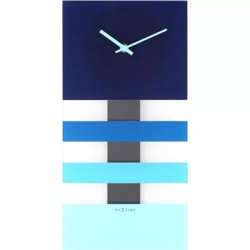 NeXtime Uhr 2855bl Bold Stripes, 38x19 cm, Wand, Blau