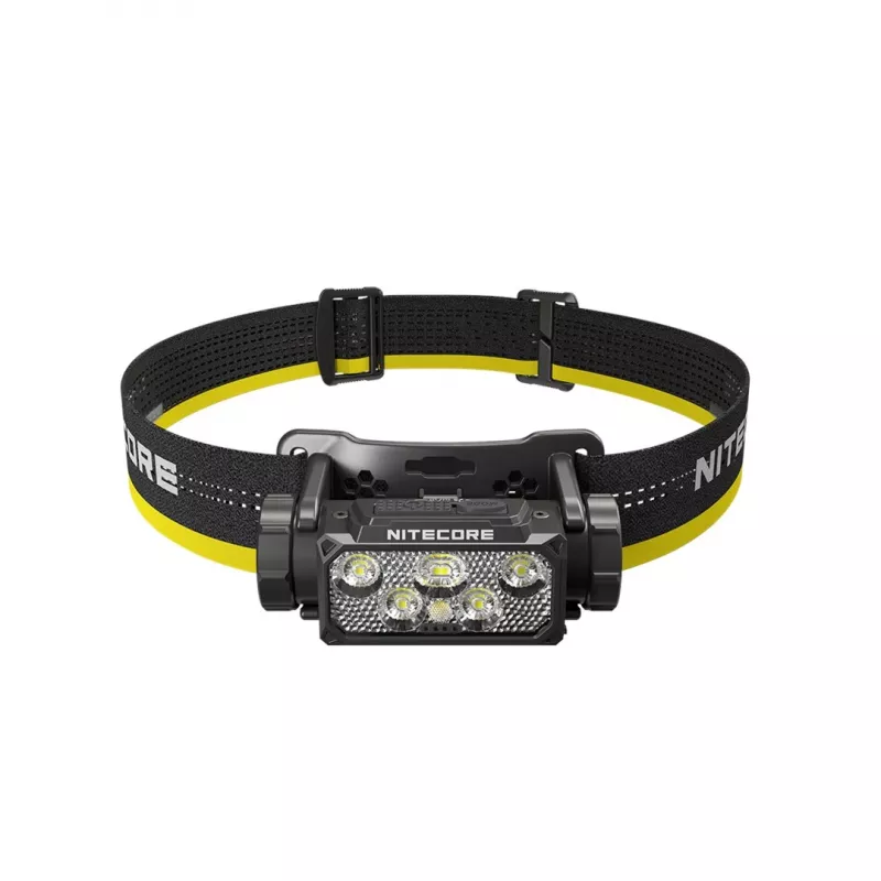 Stirnlampen-Taschenlampe Nitecore HC60 UHE mit 4000 mAh Akku, 6-LED, wasserdicht, stoßfest, schwarz/gelb
