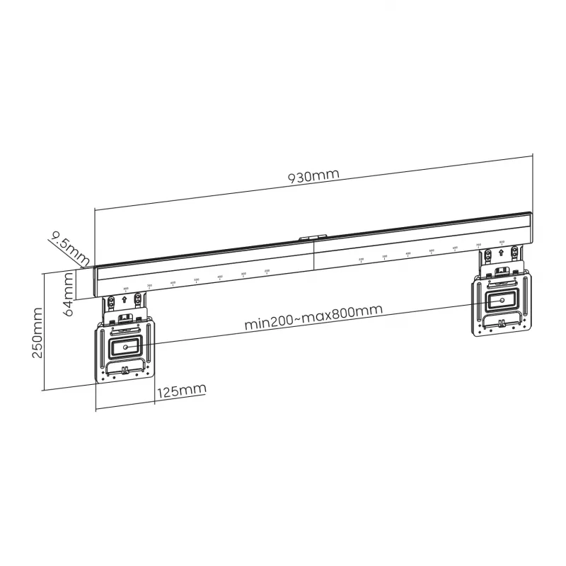 Halterung SBOX PLB-1948 für Displays 43–100 kg, Platte 800×600 mm