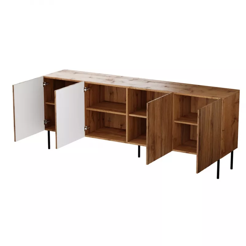 JUNGLE Kommode 190x40.5x74.5 Wotan-Eiche + schwarze Beine