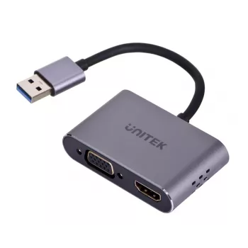UNITEK V1304A Videokabel-Adapter 0,15 m USB Typ-A HDMI + VGA (D-Sub) Grau
