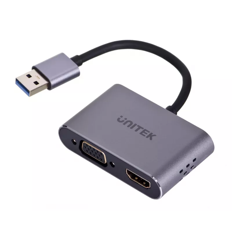 UNITEK V1304A Videokabel-Adapter 0,15 m USB Typ-A HDMI + VGA (D-Sub) Grau