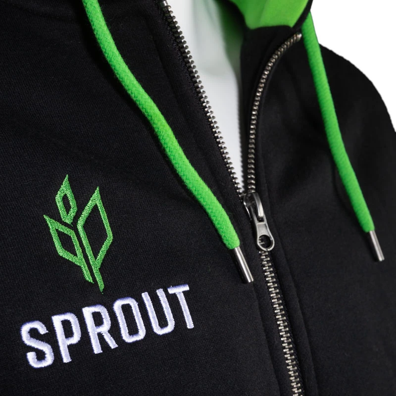 GamersWear SPROUT Basic Zip-Hoodie Größe M Schwarz/Grün