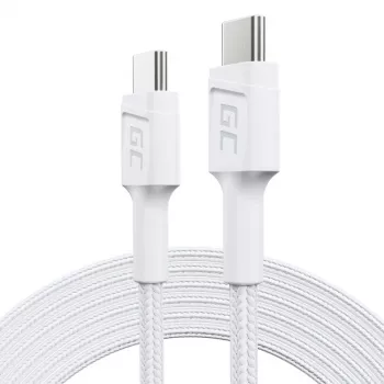 USB-C-zu-USB-C-Kabel Grün Cell KABGC29W 2 m, USB 3.2 Gen 1, 60 W PD, geflochtenes TPE, weiß