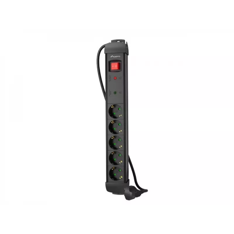 Stromverlängerungskabel Lanberg SP1-05F-0500-BK 5m 5 Schutzkontakt-Steckdosen Innenbereich Schwarz