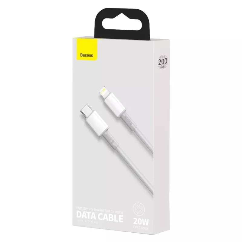 USB-C auf Lightning Baseus High Density Geflechtkabel, 20W, PD, 2m (weiß)