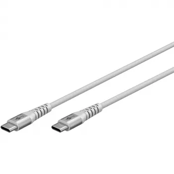 Goobay KAB USB-C (ST-ST) 2m Verbindungskabel Textilmantel Weiß USB-Kabel USB 2.0 USB C (70194)
