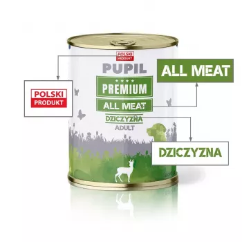 PUPIL Premium All Meat Venison - Nassfutter für Hunde - 800g