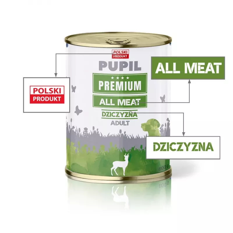 PUPIL Premium All Meat Venison - Nassfutter für Hunde - 800g