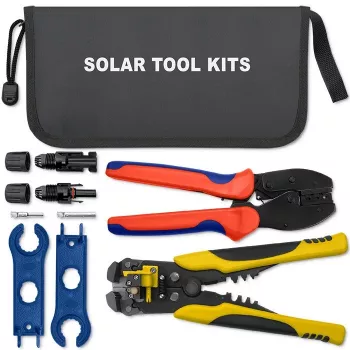 Qoltec Solar-Werkzeugset kompatibel mit MC4-Anschlüssen | Crimpzange + automatische Abisolierzange