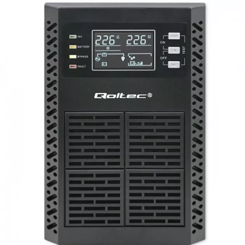 Qoltec 52281 USV (unterbrechungsfreie Stromversorgung) Doppelwandlung (Online) 2 kVA 2000 W 3 AC-Ausgänge