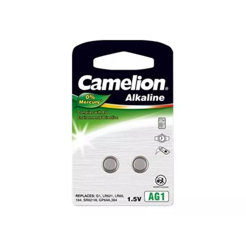 Alkaline-Knopfzelle CAMELION AG1 / LR60 / LR621 / 364, 1,5 V, 2er-Pack