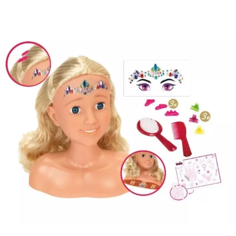 Kämm- und Stylingkopf KLEIN Sara 5205 mit realistischen Merkmalen – Puppenzubehör zum Üben von Frisuren