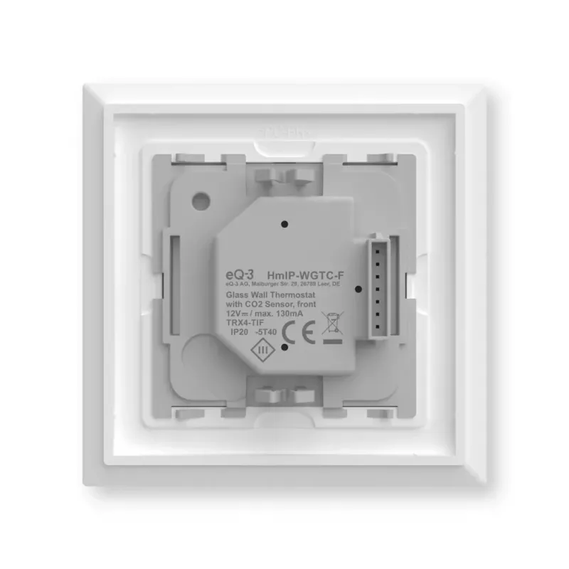 Glas-Wandthermostat Homematic IP 161333A0 mit CO2-Sensor, digital RF, 230 V, 54,5×54,5×29 mm