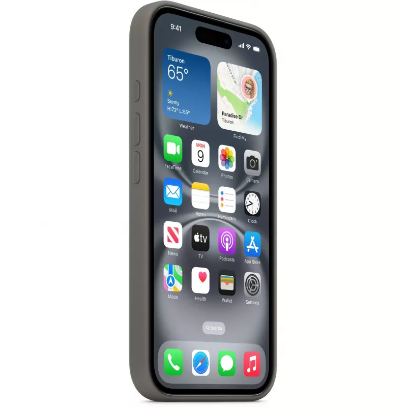 Hülle Apple iPhone 16 Silikon Case mit MagSafe Steingrau