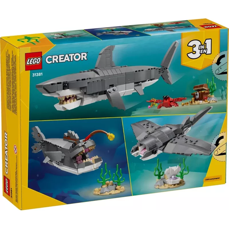 LEGO CREATOR 3 IN 1 31381 Furchterregender Hai mit einer Schatztruhe
