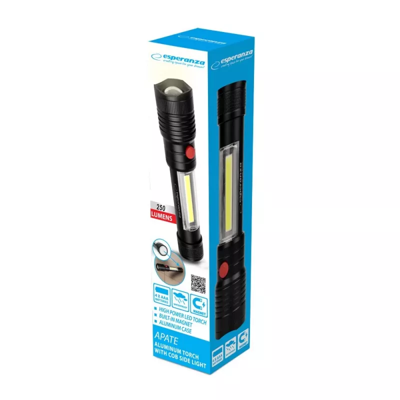 Esperanza Apate Schwarze Hand-Taschenlampe LED