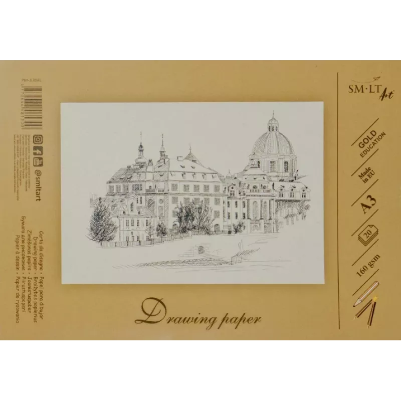 Zeichen- und Skizzenpapier SMLT A3, 160 g/m², 20 Blatt, geleimt
