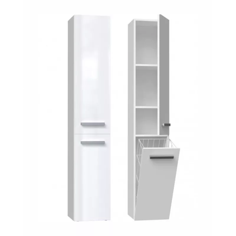 Badezimmerschrank NEL IV 31x30x174 cm, weiß, glänzend