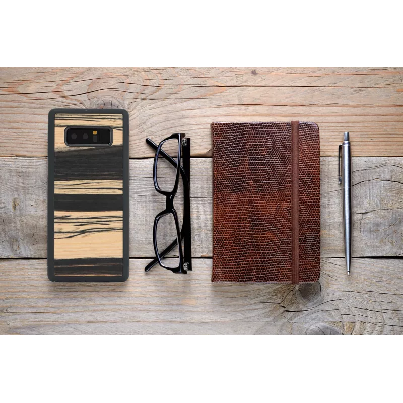 Smartphone-Hülle man and wood für Samsung Galaxy Note 8 — weißes Ebenholz schwarz Finish